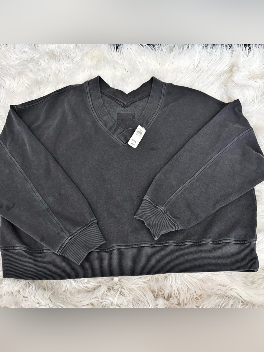 aerie Women's V-Neck Pullover Sweatshirt - Charcoal